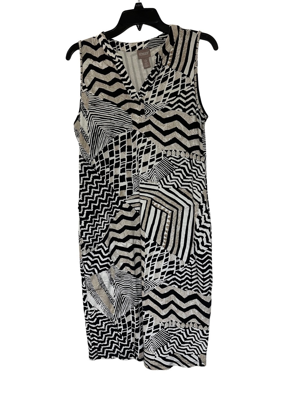 Chico’s Sleeveless Geometric Print Dress - Black & White Sz 0
